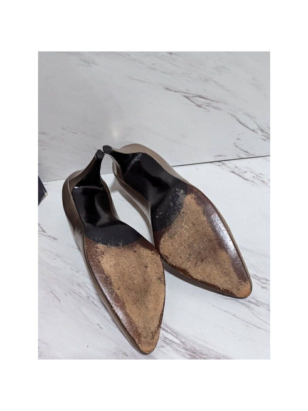 Stuart Weitzman Vintage Women's Matte Metallic Gold Slip-On Heel 3" Size 8.5 - Picture 9 of 9